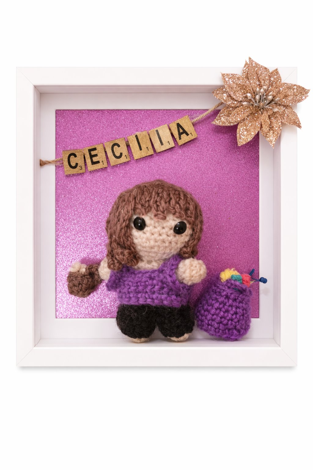 Personalised Cecilia doll in frame