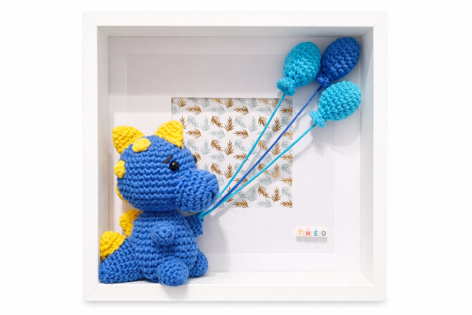 Theo blue dinosaur crochet frame